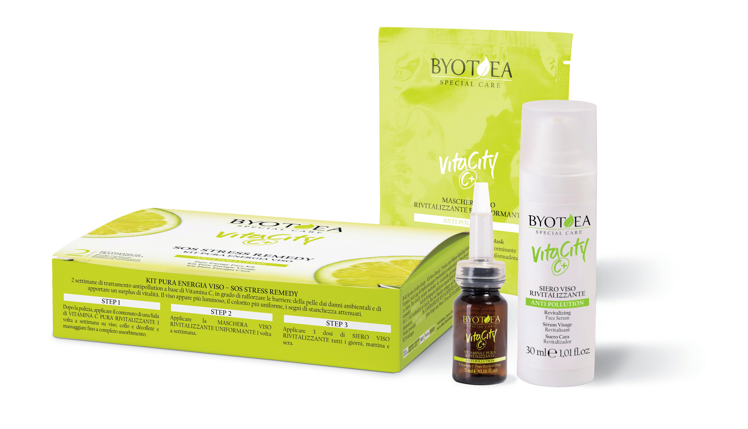 BY28053 Byo Special Care Vitacity c+ SOS Stress Remedy Pure Energy Face Kit