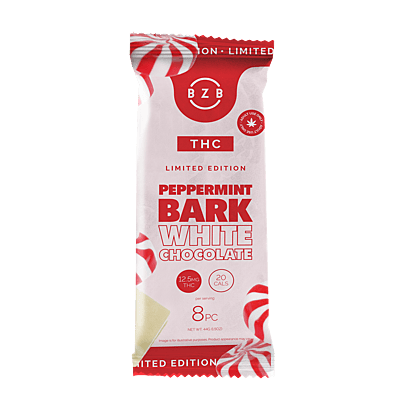 Delta-9 THC Chocolate Bar - White Chocolate peppermint bark, 100mg | 1 Box of 15 Bars