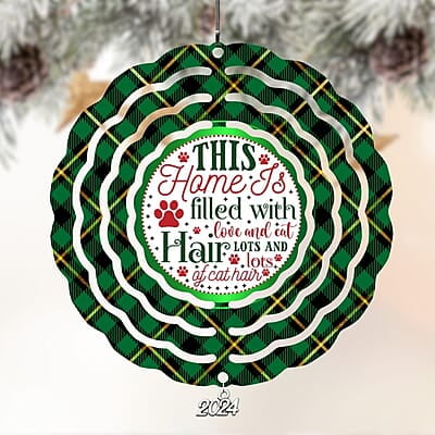 Breeds Starting with D Cat in Santa Hat Personalized 4" Wind Spinner Christmas Ornament Pet Gift