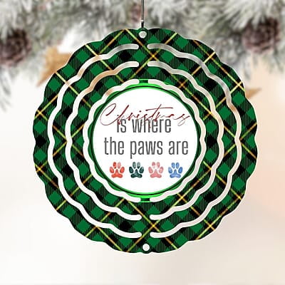 Breeds Starting with J - L Cat in Santa Hat Personalized 4" Wind Spinner Christmas Ornament Pet Gift