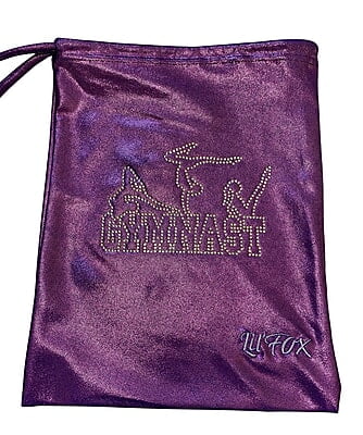 GRAPE SHINY FOIL GRIP BAG WITH RHINESTONES