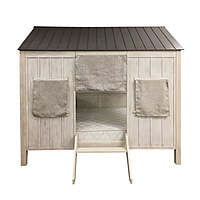 Kids Playhouse Twin Bed with Roof and Windows – Wooden Cottage-Style Frame Kids Playhouse Twin Bed with Roof and Windows – Wooden Cottage-Style Frame