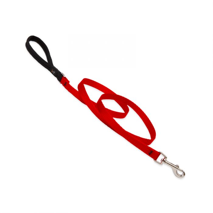 Basic Solids Padded Handle Dog Leash 4ft Red
