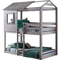 Kids Wooden House Bunk Bed with Ladder – Playful Loft Style Twin Bed Kids Wooden House Bunk Bed with Ladder – Playful Loft Style Twin Bed