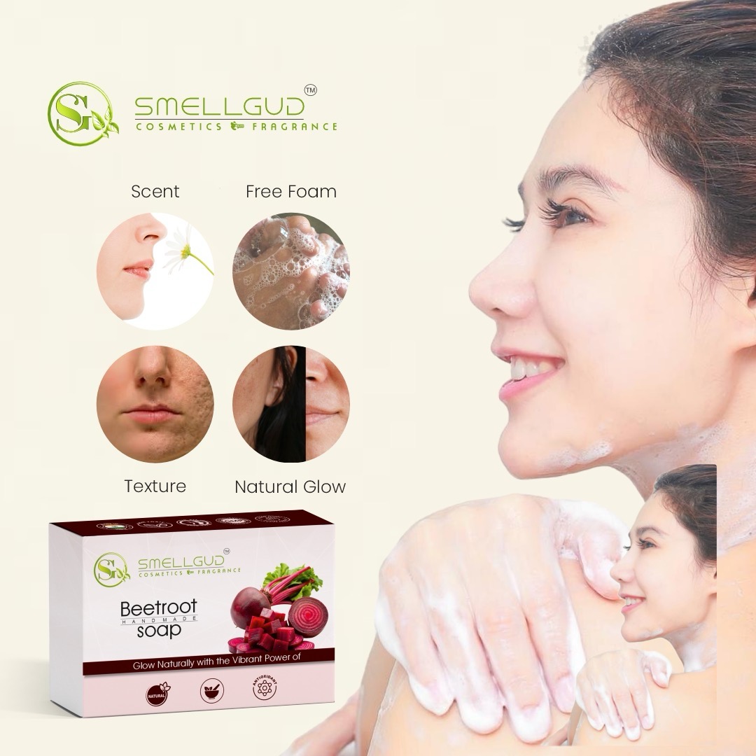Smellgud cosmetics Beetroot Handmade Soap for Fights Acne and Pimples|Remover Dark Spots and Dark circles|Helps in glowing up the skin|Skin soft and fresh for a long time|100 Gm Smellgud cosmetics Beetroot Handmade Soap for Fights Acne and Pimples|Remover Dark Spots and Dark circles|Helps in glowing up the skin|Skin soft and fresh for a long time|100 Gm