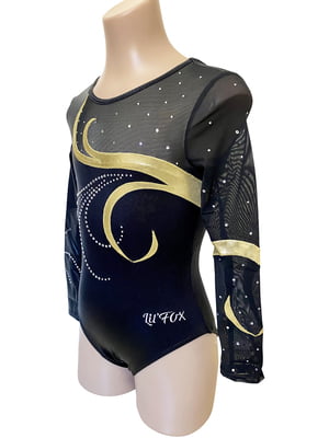 BLACK / GOLD SWIRL MYSTIQUE WITH MESH AND RHINESTONES