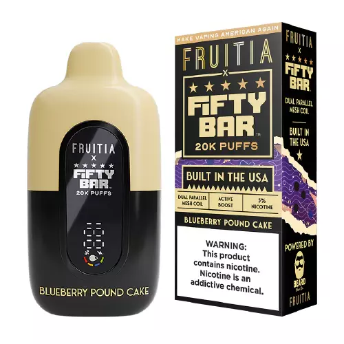 Fruitia X Fifty Bar Built in USA 20k puffs 5ct - Blueberry Pound Cake