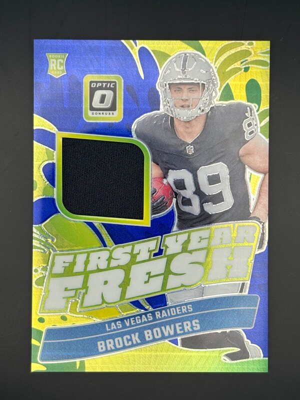 Brock Bowers First Year Fresh Blue/Green Patch RC Raiders Brock Bowers First Year Fresh Blue/Green Patch RC Raiders