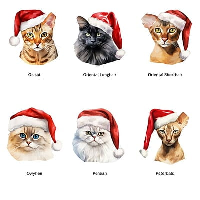 Breeds Starting with O - R Cat in Santa Hat Personalized 4" Wind Spinner Christmas Ornament Pet Gift