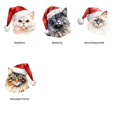 Breeds Starting with M - N Cat in Santa Hat Personalized 4" Wind Spinner Christmas Ornament Pet Gift