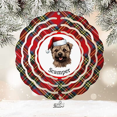 Breeds Starting with C Dog Santa Hat Personalized 4" Wind Spinner Ornament Keepsake  Pet Parent Gift
