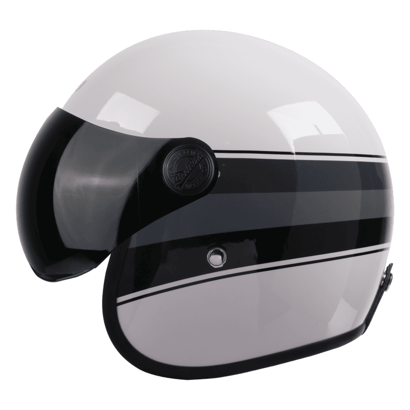 STEELBIRD SBH-54 VINTAGE S1 MATT WHITE/BLACK C/V 600 MM (SMALL VISOR)