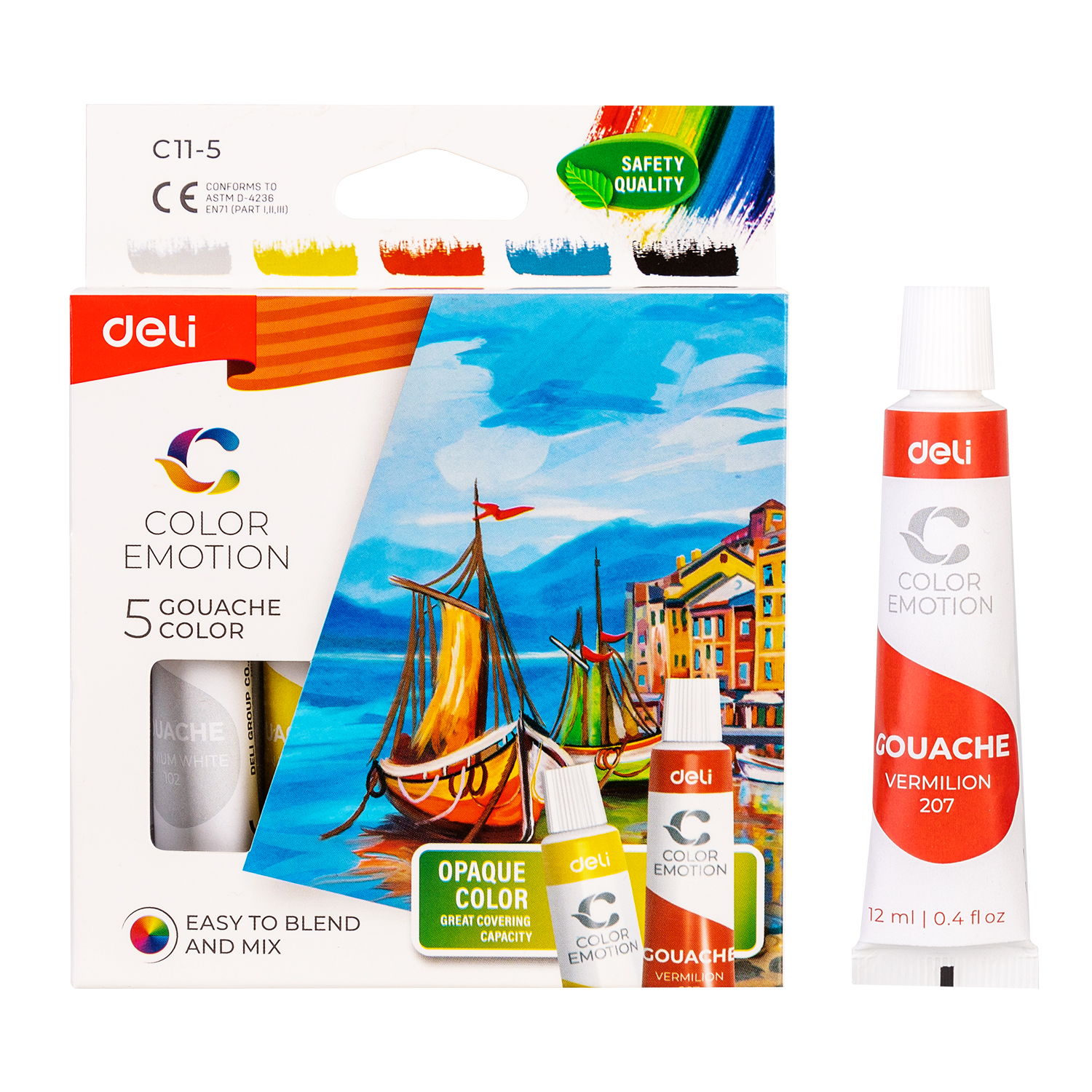 DELI C11-5 GOUACHE 5 ASST COLOR TUBES