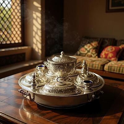 Lazy Susan Chased Silver Plate 24'. SKU #: C1129. Lazy Susan Chased Silver Plate 24'. SKU #: C1129.