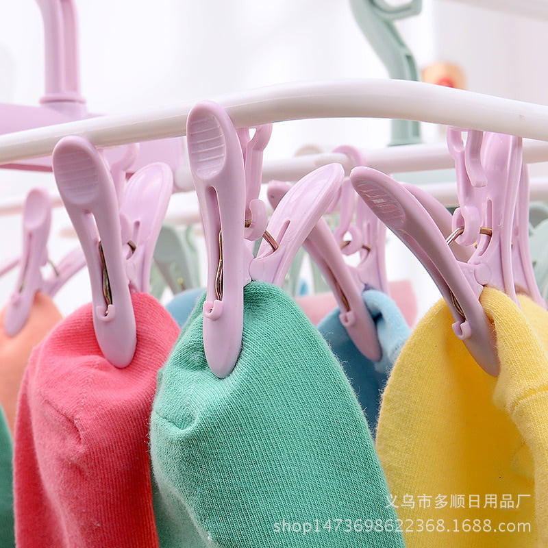 MULTIFUNCTIOMING PLASTIC FOLDING HANGER WITH 12 CLIPS FOR SOCKS, CLOTHES & UNDERWEARS DRYING CLIPS MULTIFUNCTIOMING PLASTIC FOLDING HANGER WITH 12 CLIPS FOR SOCKS, CLOTHES & UNDERWEARS DRYING CLIPS