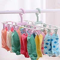 MULTIFUNCTIOMING PLASTIC FOLDING HANGER WITH 12 CLIPS FOR SOCKS, CLOTHES & UNDERWEARS DRYING CLIPS MULTIFUNCTIOMING PLASTIC FOLDING HANGER WITH 12 CLIPS FOR SOCKS, CLOTHES & UNDERWEARS DRYING CLIPS