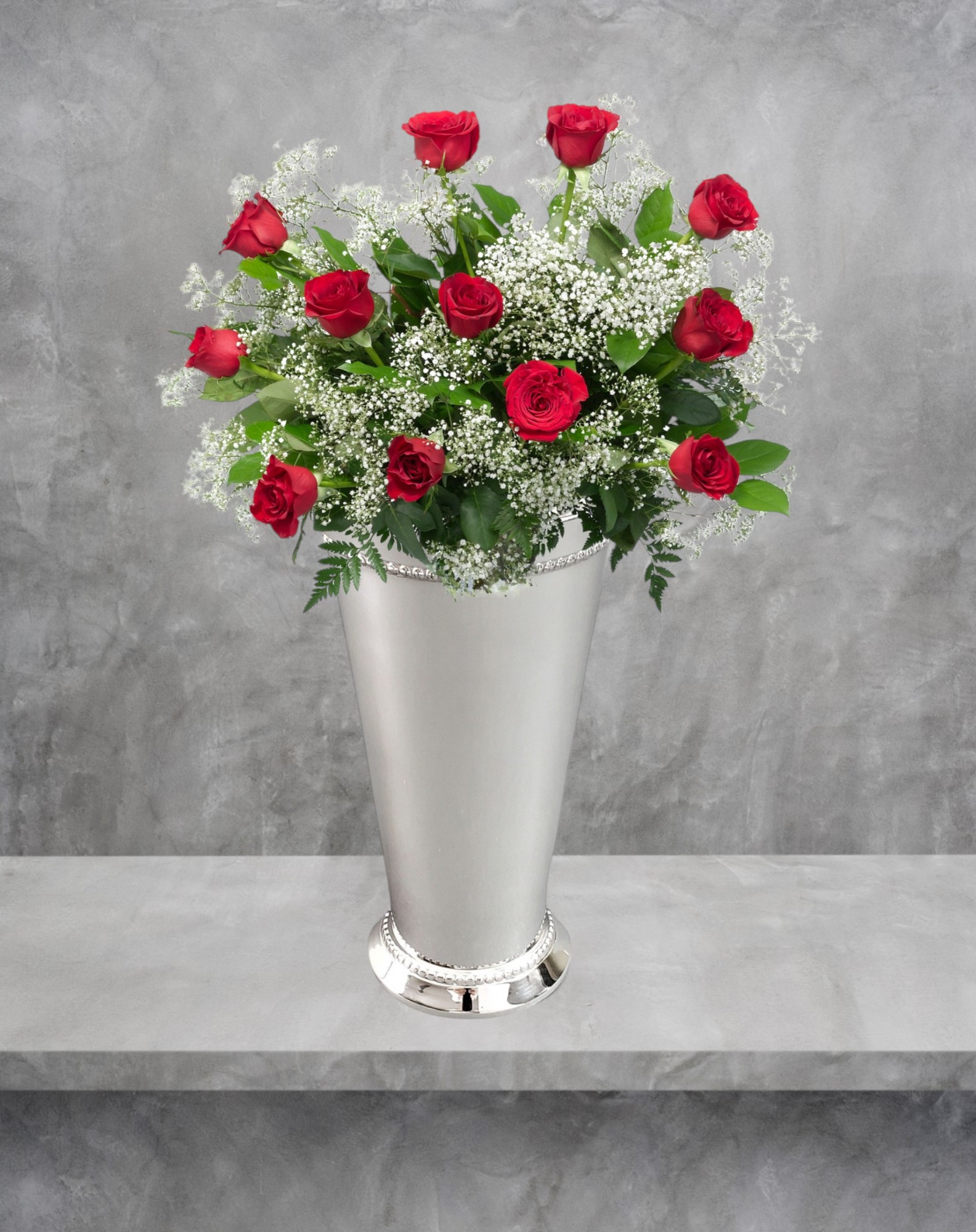 Bead Edge 8" Heavy Vase Silver Plate. SKU #: C3515.