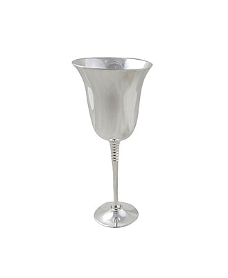 Wine Goblet 8.5"h Ribbed Stem Silver Plate