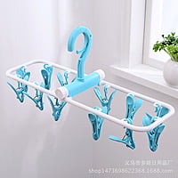 MULTIFUNCTIOMING PLASTIC FOLDING HANGER WITH 12 CLIPS FOR SOCKS, CLOTHES & UNDERWEARS DRYING CLIPS MULTIFUNCTIOMING PLASTIC FOLDING HANGER WITH 12 CLIPS FOR SOCKS, CLOTHES & UNDERWEARS DRYING CLIPS