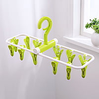 MULTIFUNCTIOMING PLASTIC FOLDING HANGER WITH 12 CLIPS FOR SOCKS, CLOTHES & UNDERWEARS DRYING CLIPS MULTIFUNCTIOMING PLASTIC FOLDING HANGER WITH 12 CLIPS FOR SOCKS, CLOTHES & UNDERWEARS DRYING CLIPS