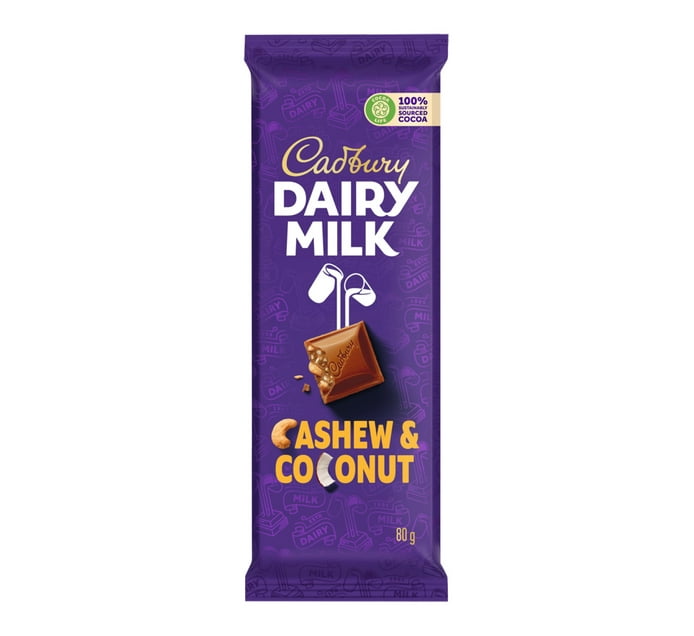 Cadbury Slab Cashew & Coconut 80g Cadbury Slab Cashew & Coconut 80g