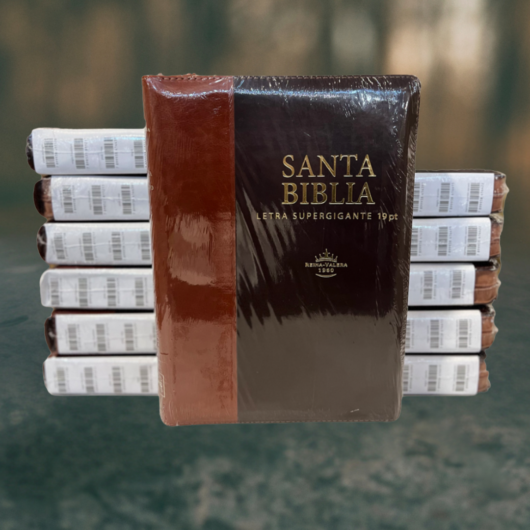Santa Biblia Café Claro / Café Oscuro / Imitación Piel / Letra Súper Gigante / - Caja de 12 unidades Santa Biblia Café Claro / Café Oscuro / Imitación Piel / Letra Súper Gigante / - Caja de 12 unidades