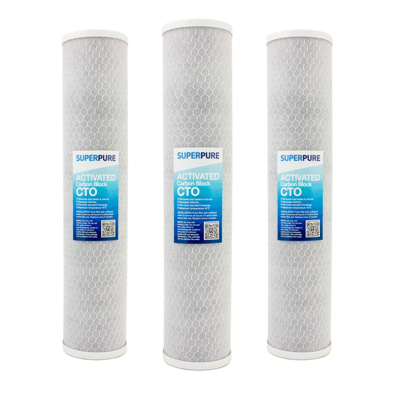 SUPERPURE 20 inch Big Blue Carbon Block Filter (3 Pack)