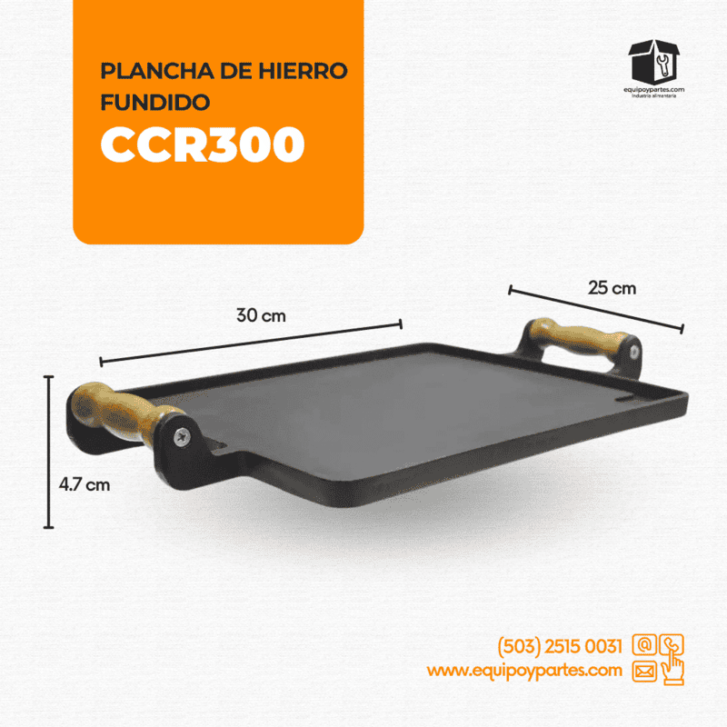 CCR300 PLANCHA DE HIERRO FUNDIDO RECTANGULAR LISA DE 200x250mm CON CABLE