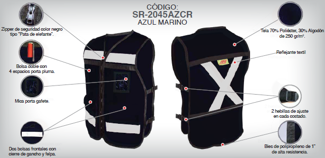 CHALECO RESCATISTA CERRADO AZUL MARINO SR2050 T/CH