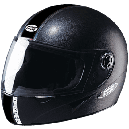 STUDDS CHROME ECONOMY BLACK WITH PLAIN STRIP M/V (L)