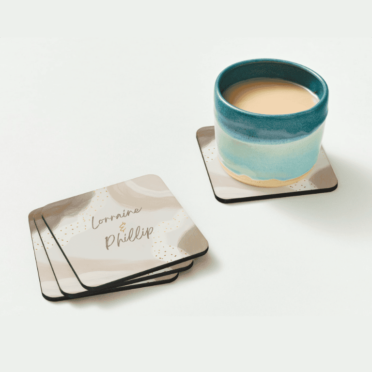 Personalized Ivory Beverage Coasters, Set of 4