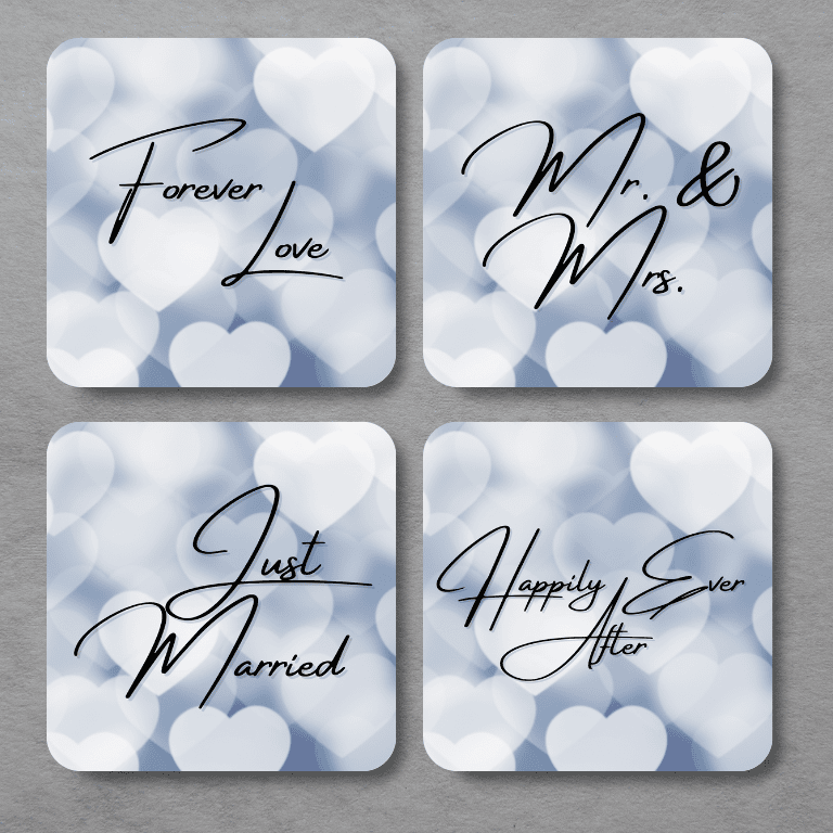 Newlywed Coasters, Set of 4