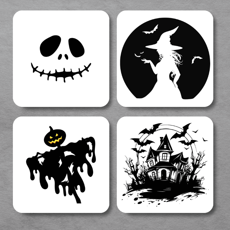 Halloween Beverage Coasters, Set of 4