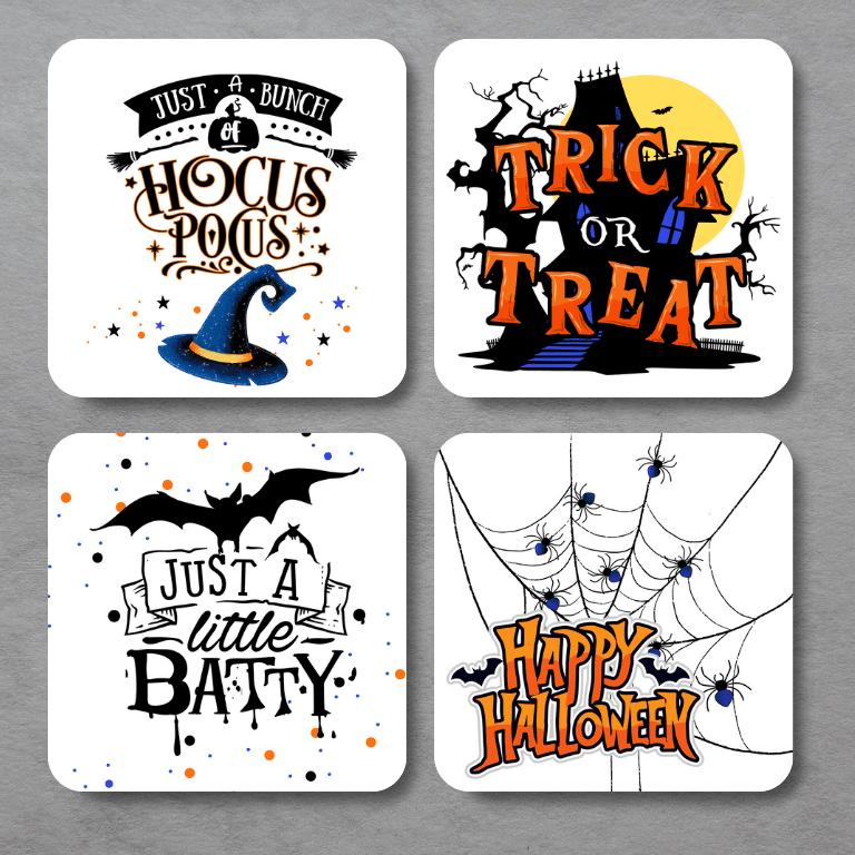 Halloween Beverage Coasters, Set of 4