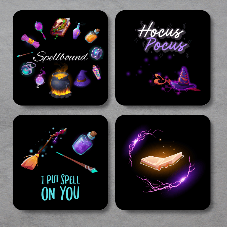 Halloween Beverage Coasters, Set of 4