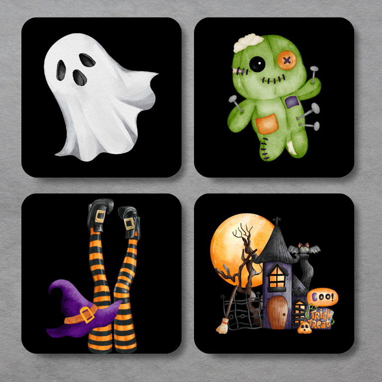 Halloween Beverage Coasters, Set of 4