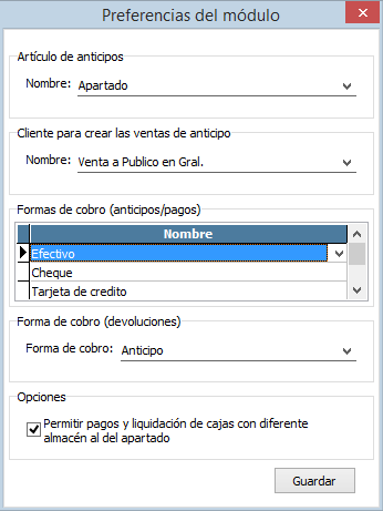 Control de apartados para punto de venta