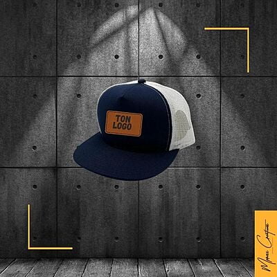 Casquette 5 panneaux - patch en cuir (trucker's hat) Casquette 5 panneaux - patch en cuir (trucker's hat)