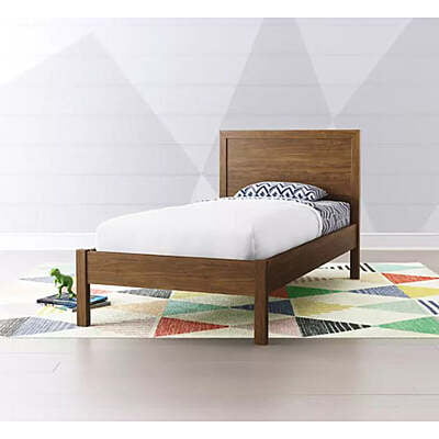 Wooden Twin Bed Frame for Kids – Classic Brown Finish, Sturdy & Stylish