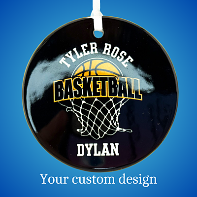 Custom 3" Ceramic Ornaments – Tyler Rose Special Olympics Basketball Fundraiser Front Personalized