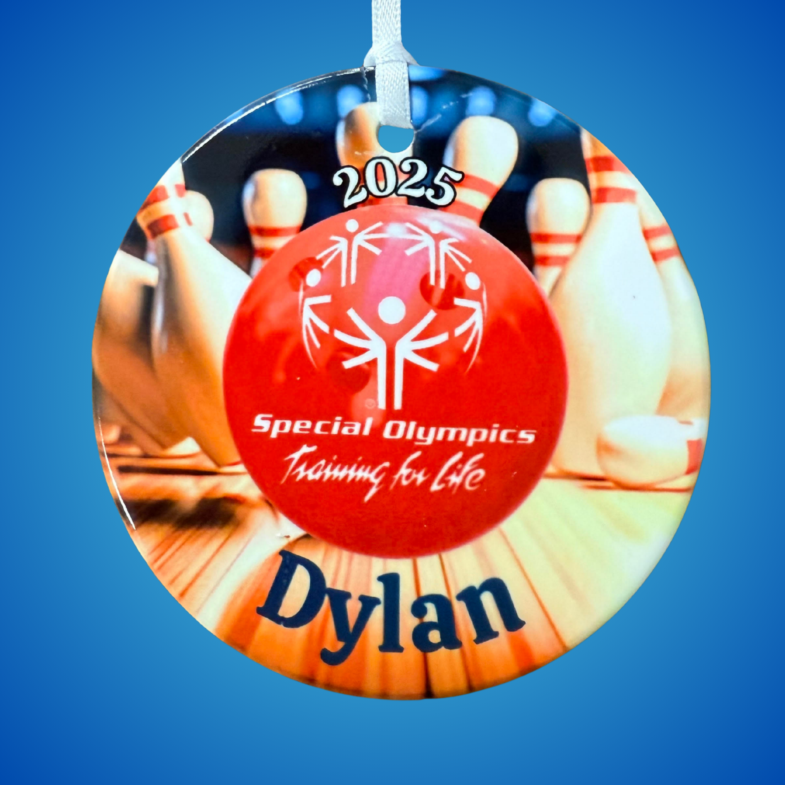 Tyler Rose Special Olympics Bowling Ornament – Customizable Ceramic Keepsake