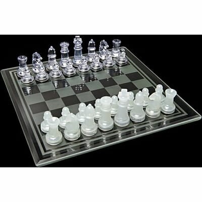 Clear Chess & Checkers Set with Glass Gameboard