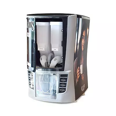 A side profile of the durable ABS moulded body of the Atlantis Compact 2 Lane dispenser.