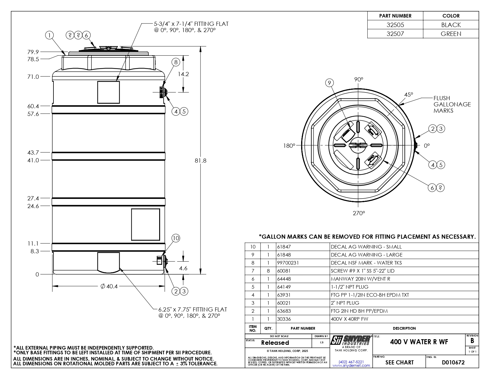Snyder Industries 400 Gallon Black Vertical Water Tank Snyder Industries 400 Gallon Black Vertical Water Tank