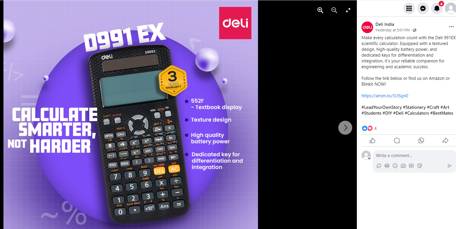 DELI EXCEED D991EX SCIENTIFIC CALC.552F DELI EXCEED D991EX SCIENTIFIC CALC.552F
