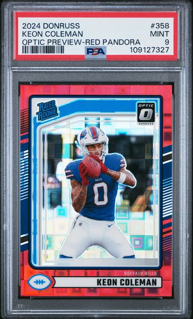 Keon Coleman 2024 Optic Preview Red Pandora psa 9 Keon Coleman 2024 Optic Preview Red Pandora psa 9