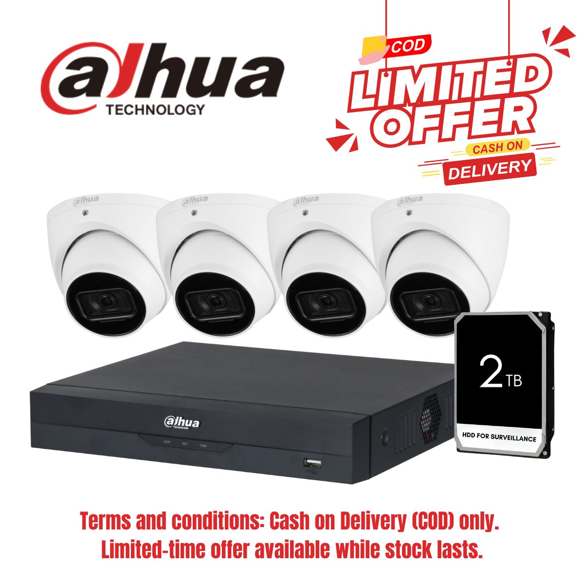[COD only]Dahua 6MP Wizense 4CH 2TB AI KIT(HDW3666)