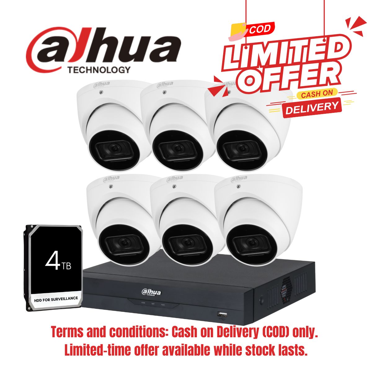 [COD only]Dahua 6MP Wizense 8CH 4TB AI KIT(HDW3666)