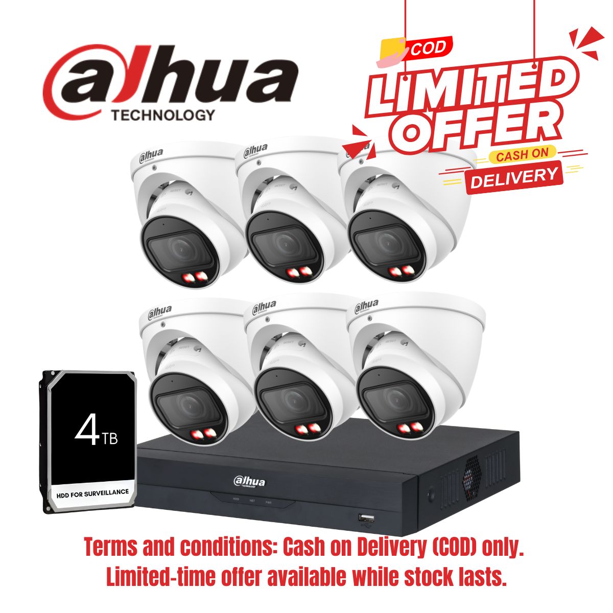 [COD only]Dahua 6MP Smart Dual Light WizSense 8CH KIT(HDW3667)