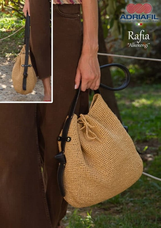 Borsa Alkekengi fatta con Rafia Naturale Borsa Alkekengi fatta con Rafia Naturale